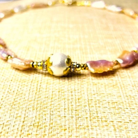 Baroque Flat & Round Natural Pearls Necklace - Picture 6 of 8